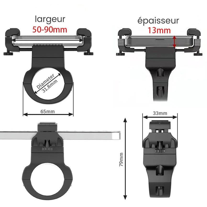 Support Smartphone Guidon Vélo dimensions