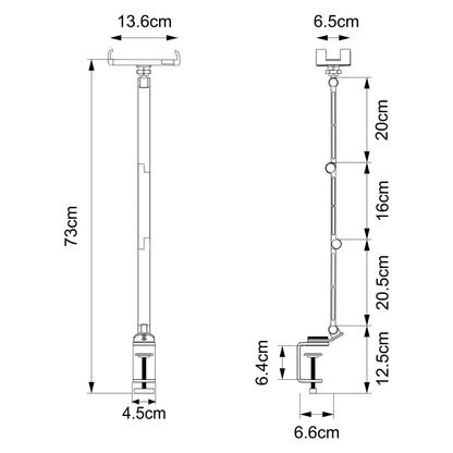 Bras Articulé et Pivotant pour Téléphone dimensions