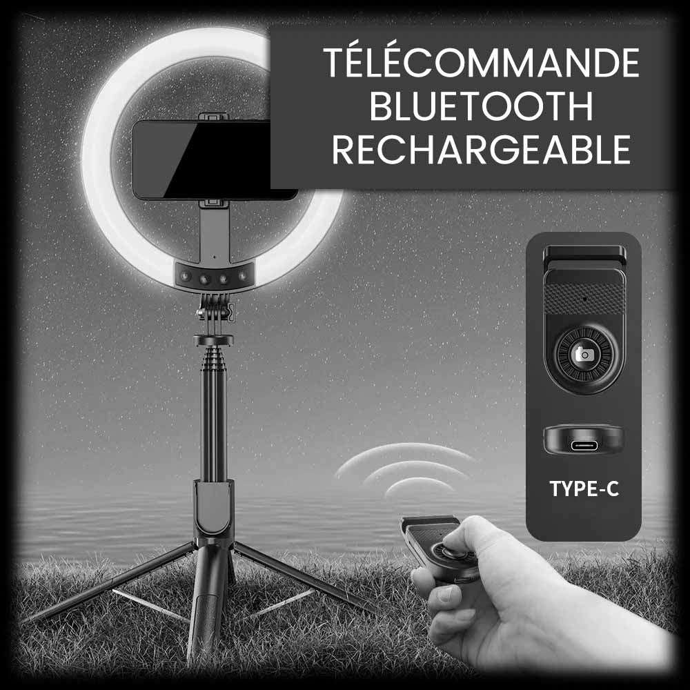 Perche à Selfie Lumineuse télécommande rechargeable