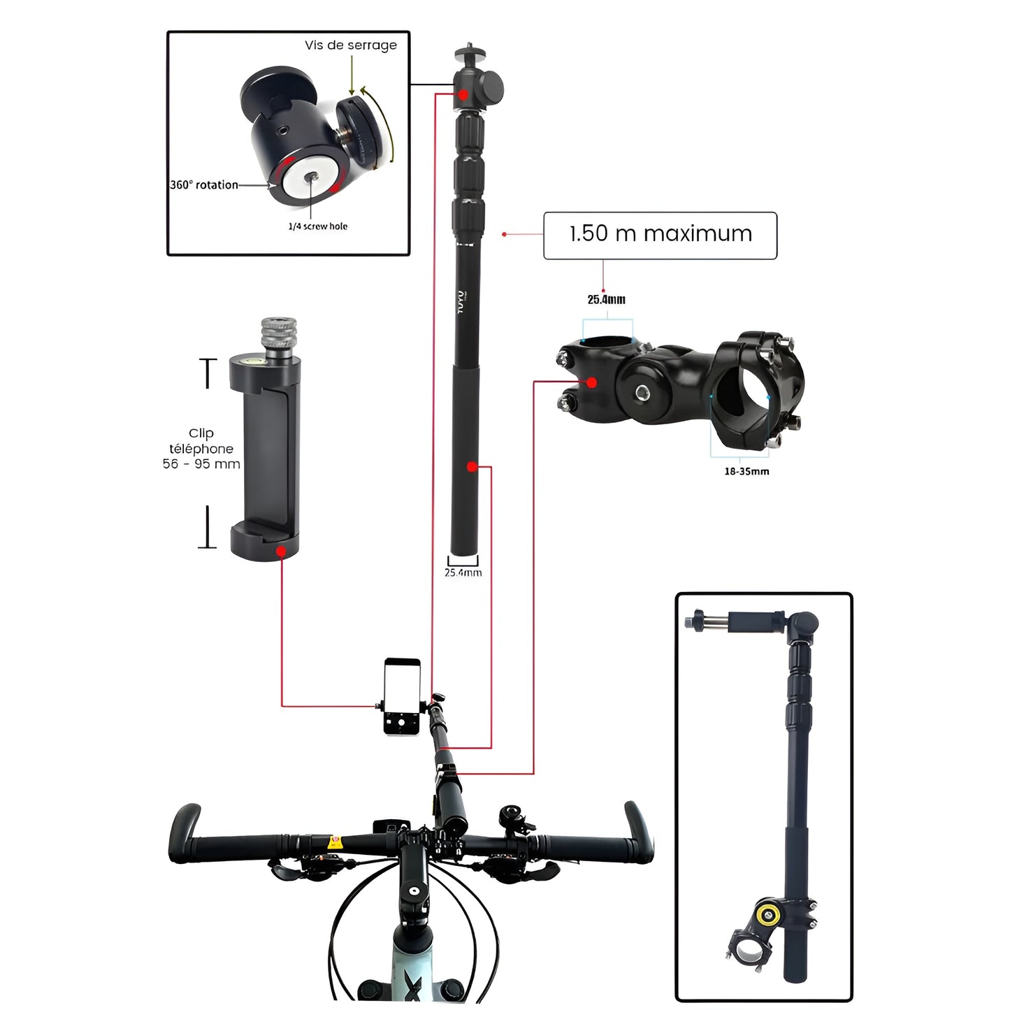 Support Téléphone Guidon AMAUNET