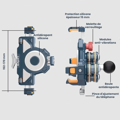 Support téléphone moto anti-vibration détails