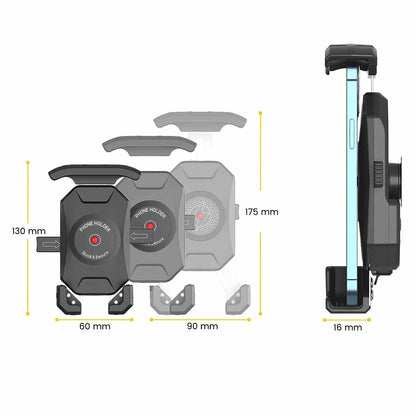 Support Téléphone Moto Sportive dimensions