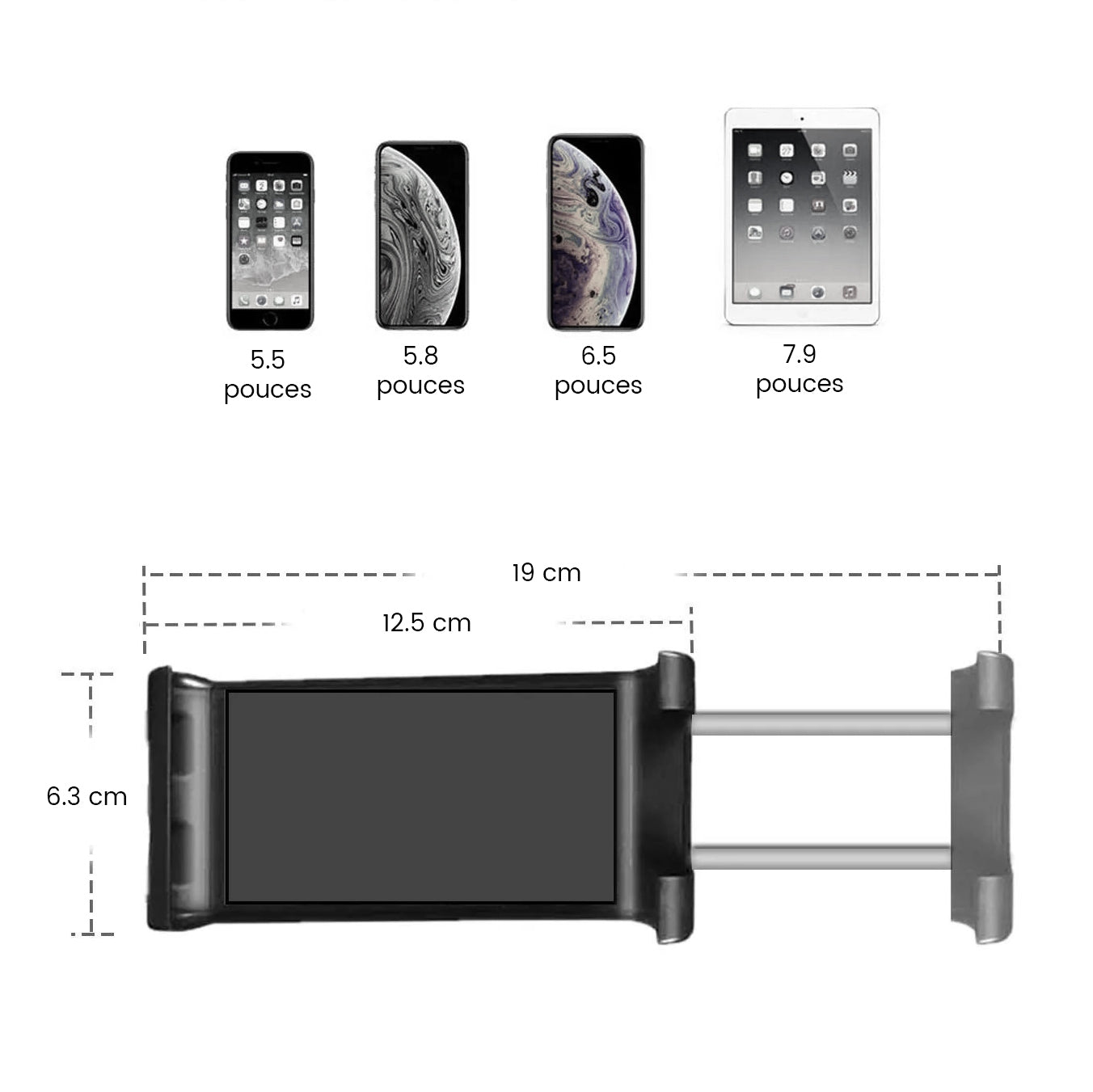 Support Téléphone Table dimensions