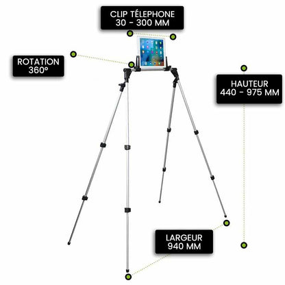 Support Téléphone Trépied dimensions